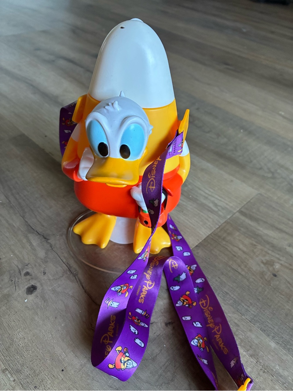 Disney Donald Duck Candy Corn sipper with Purple Lanyard